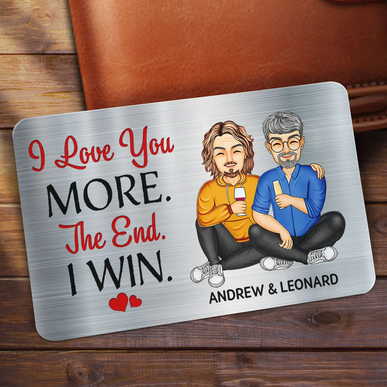I Love You More - Gift For Couples, Husband, Wife - Personalized Aluminum Wallet Card - Image 2