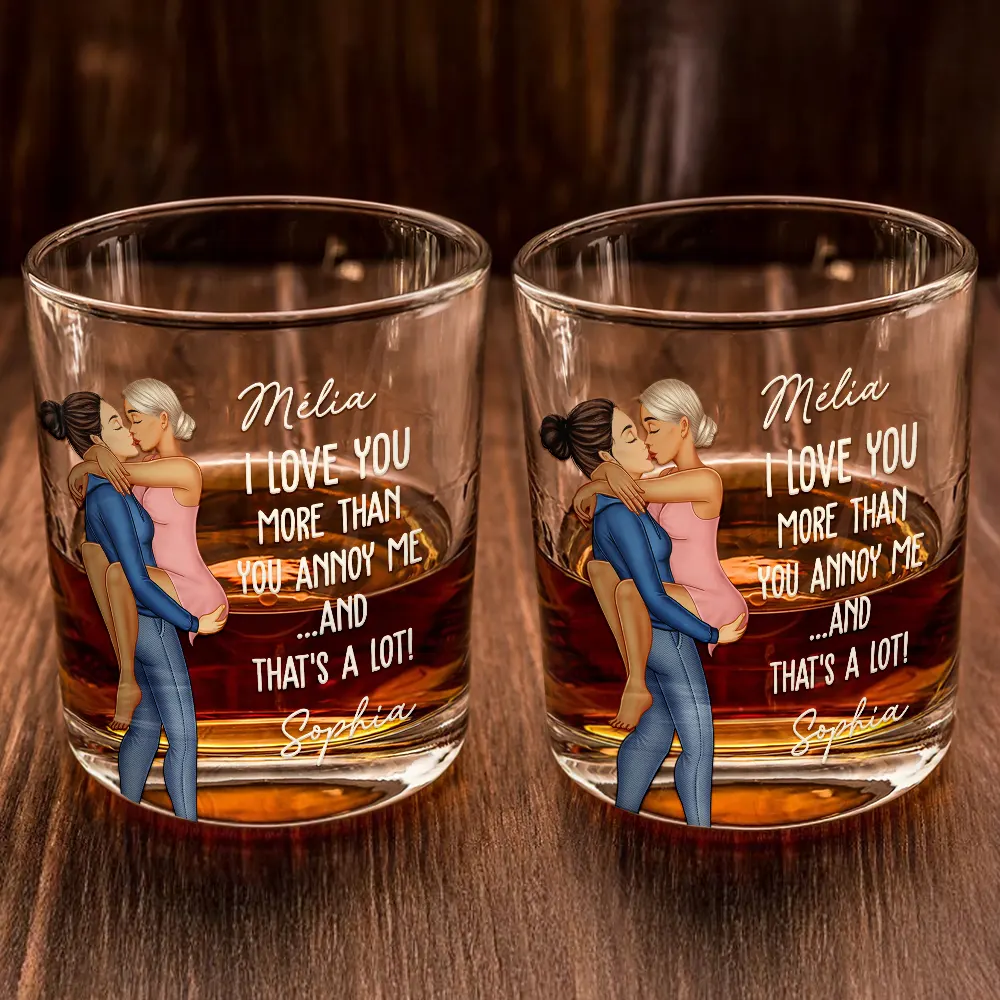 I Love You More Than You Annoy Me - Personalized Whiskey Glass - Image 2