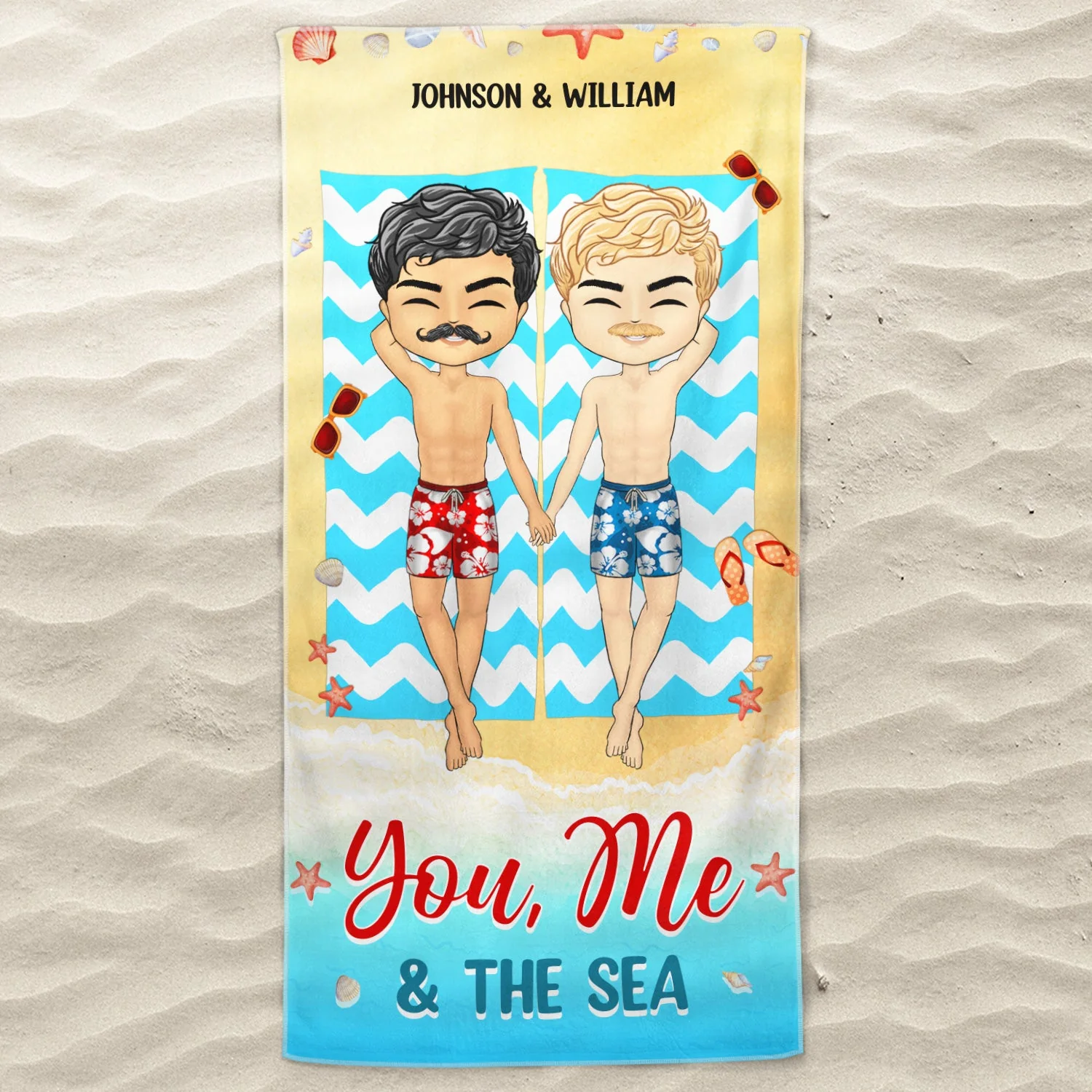 I Love You The Beach And Back - Gift For Couples - Personalized Custom Beach Towel - Image 3