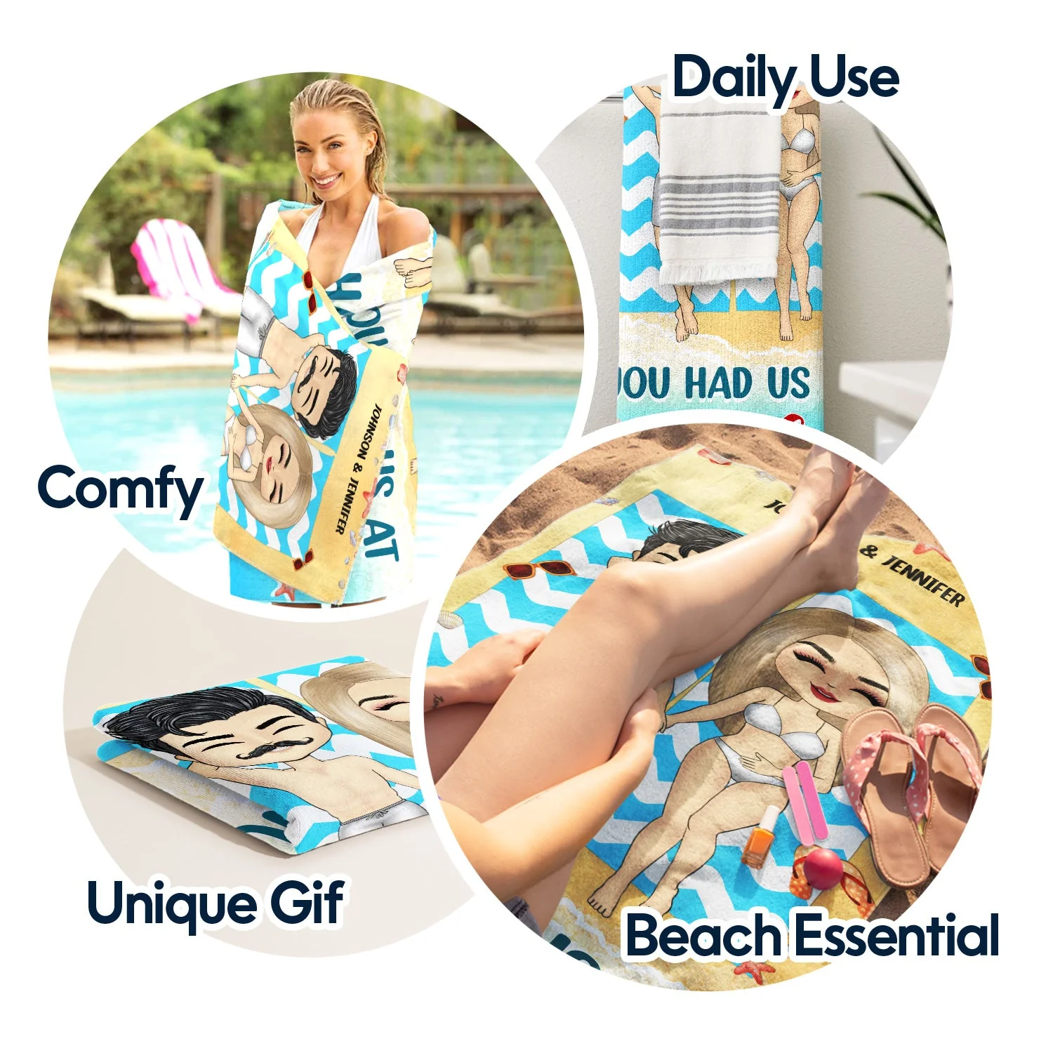 I Love You The Beach And Back - Gift For Couples - Personalized Custom Beach Towel - Image 5