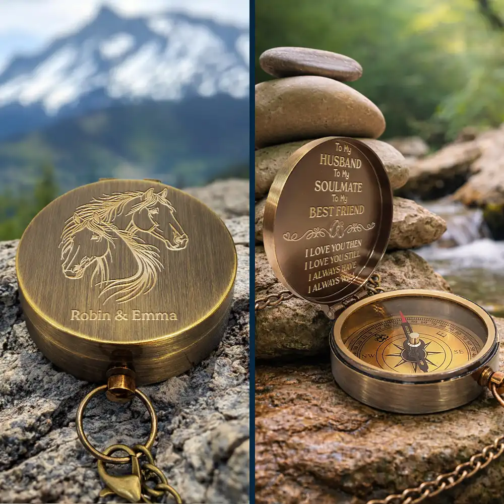 I Love You Then I Love You Still - Personalized Engraved Brass Compass - Image 2