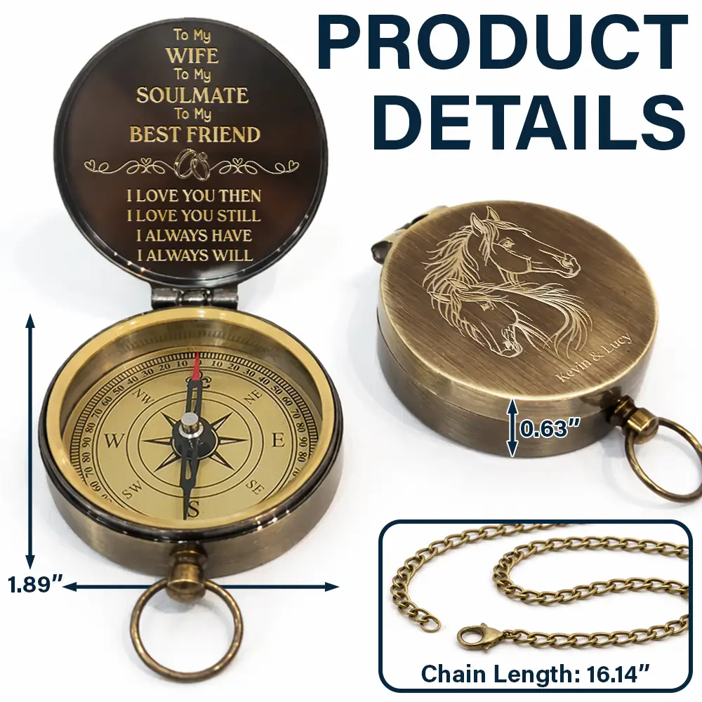 I Love You Then I Love You Still - Personalized Engraved Brass Compass - Image 3