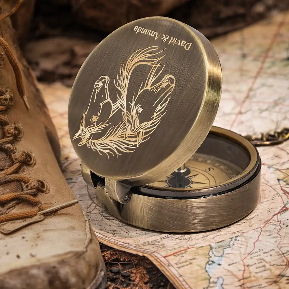 I Love You Then I Love You Still - Personalized Engraved Brass Compass - Image 5