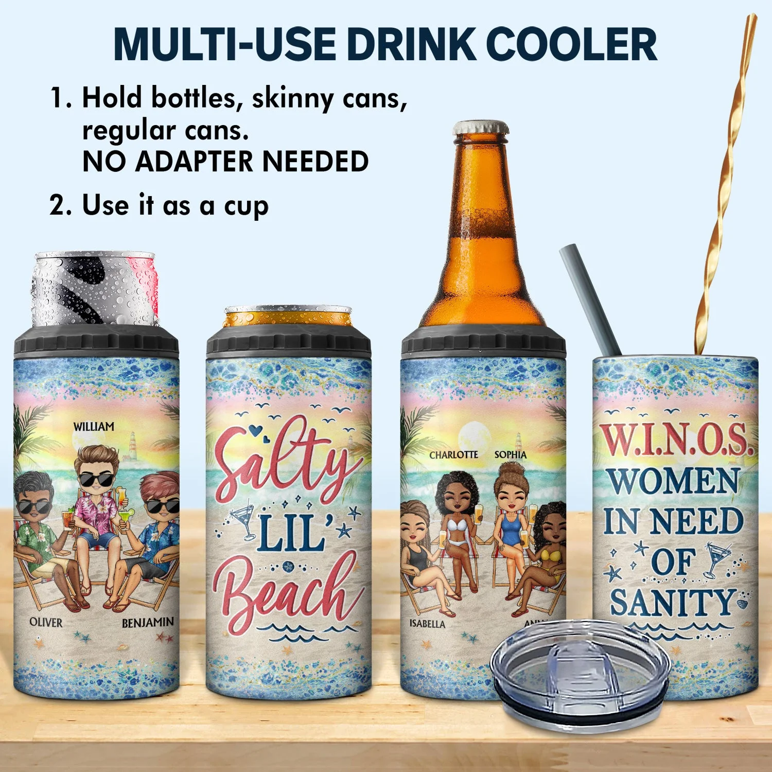 I Love You To The Beach And Back Best Friends - Bestie BFF Gift - Personalized Custom 4 In 1 Can Cooler Tumbler - Image 2
