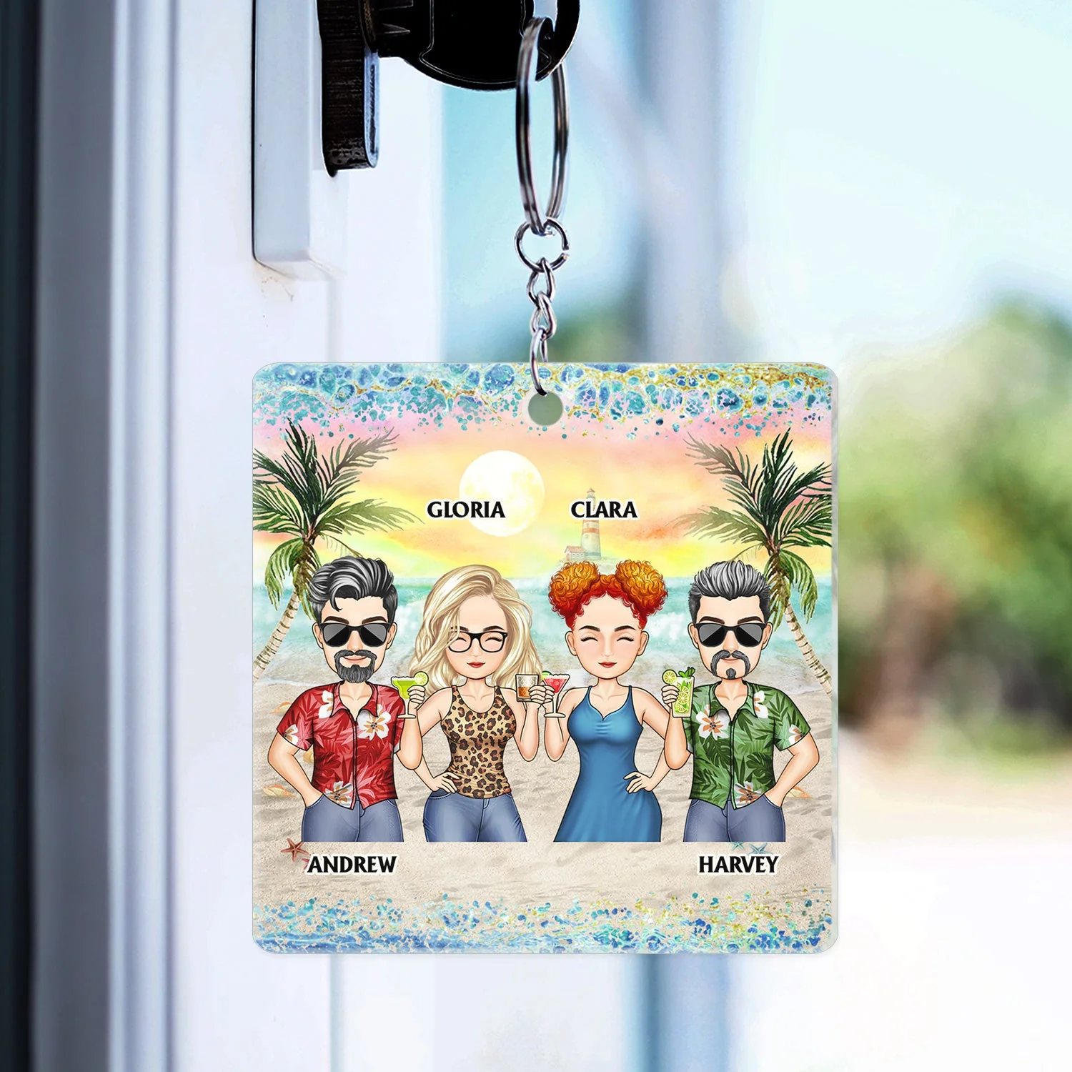 I Love You To The Beach And Back Best Friends - Bestie BFF Gift - Personalized Custom Rectangle Acrylic Keychain - Image 3