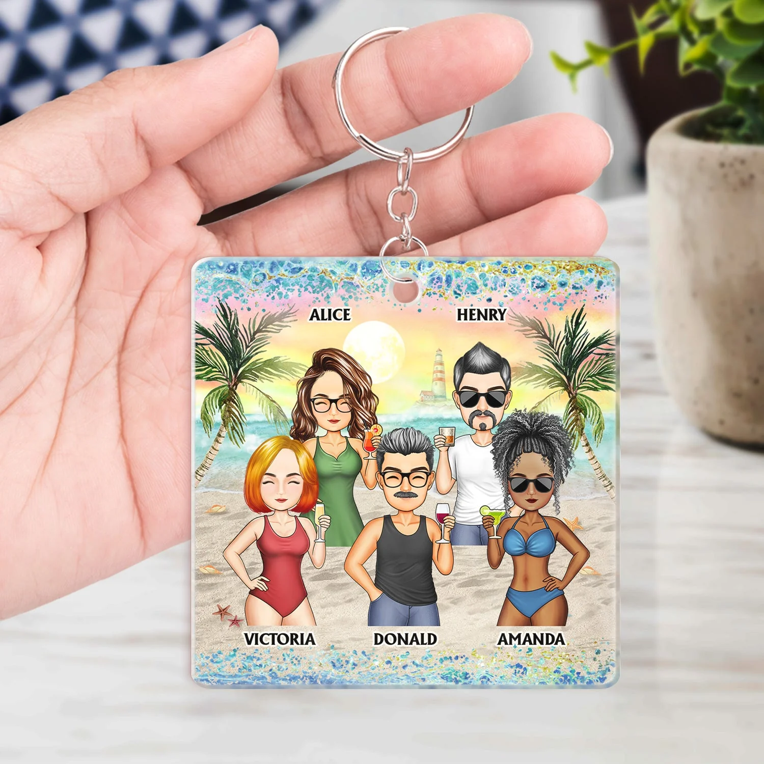I Love You To The Beach And Back Best Friends - Bestie BFF Gift - Personalized Custom Rectangle Acrylic Keychain - Image 4