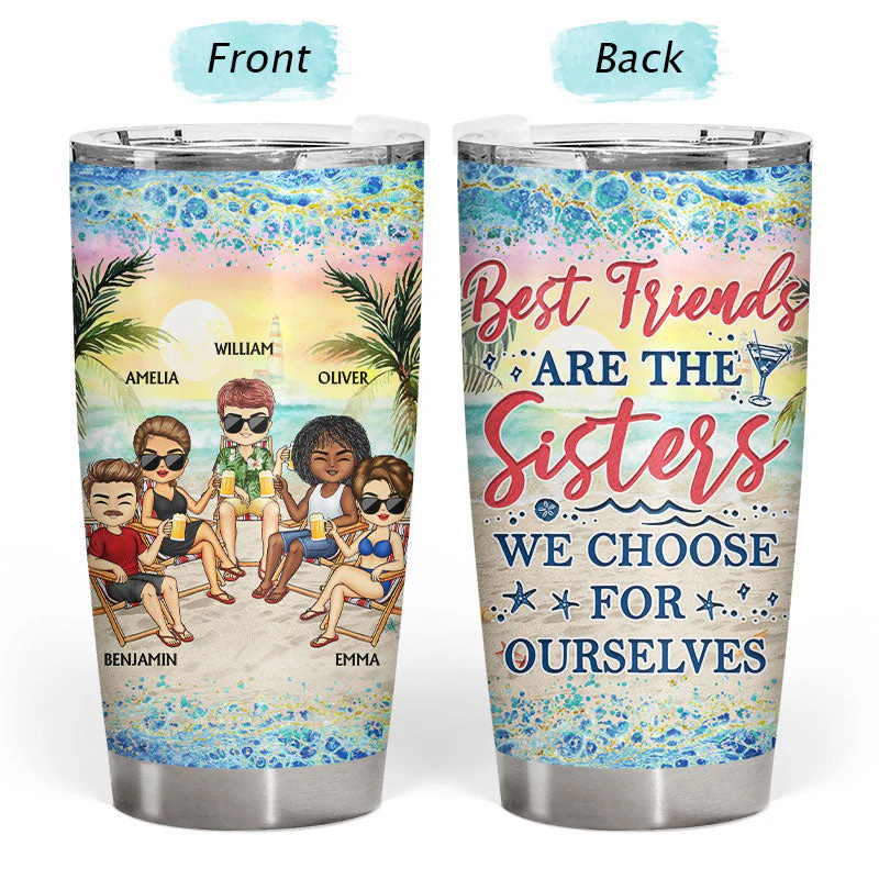I Love You To The Beach And Back Best Friends - Bestie BFF Gift - Personalized Custom Tumbler - Image 3