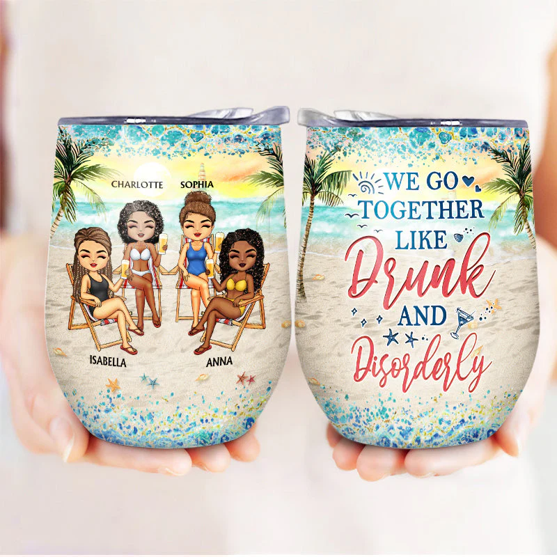 I Love You To The Beach And Back Best Friends - Bestie BFF Gift - Personalized Custom Wine Tumbler - Image 3