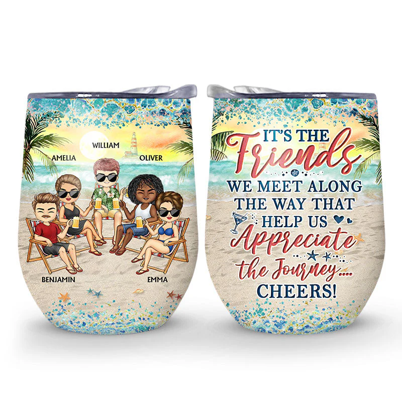I Love You To The Beach And Back Best Friends - Bestie BFF Gift - Personalized Custom Wine Tumbler - Image 4