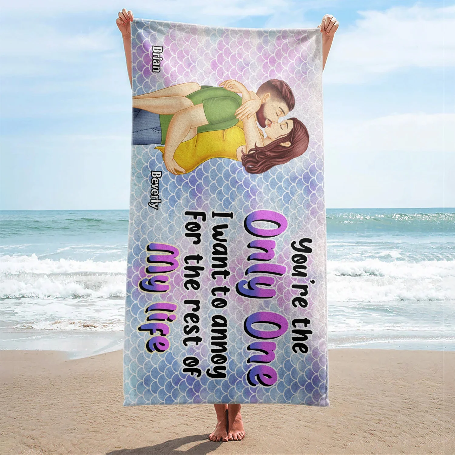 I Love You To The Beach And Back - Birthday, Vacation, Traveling Gift For Spouse, Couple, Husband, Wife - Personalized Beach Towel - Image 2