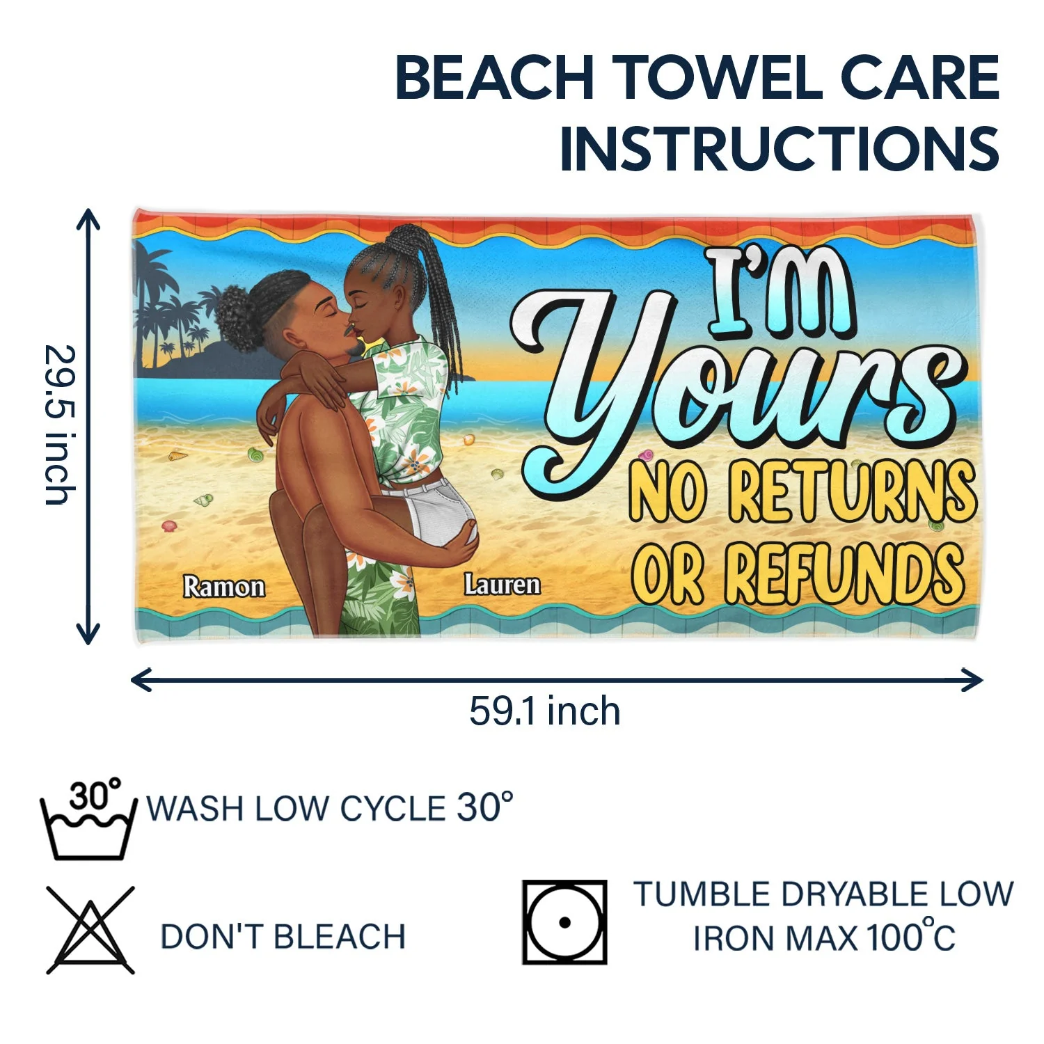 I Love You To The Beach And Back - Birthday, Vacation, Traveling Gift For Spouse, Couple, Husband, Wife - Personalized Beach Towel - Image 6
