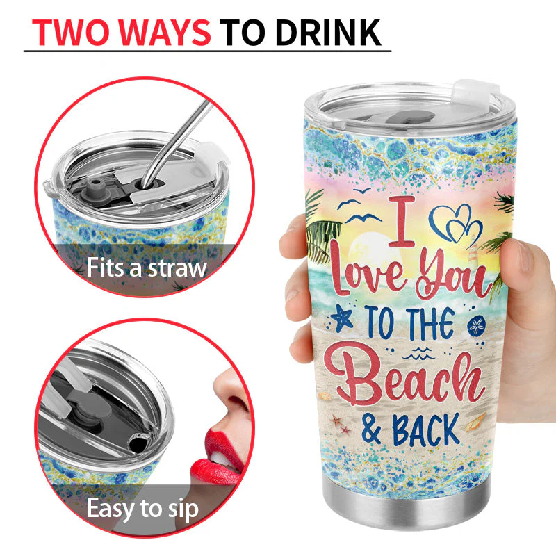 I Love You To The Beach And Back Husband Wife - Couple Gift - Personalized Custom Tumbler - Image 4