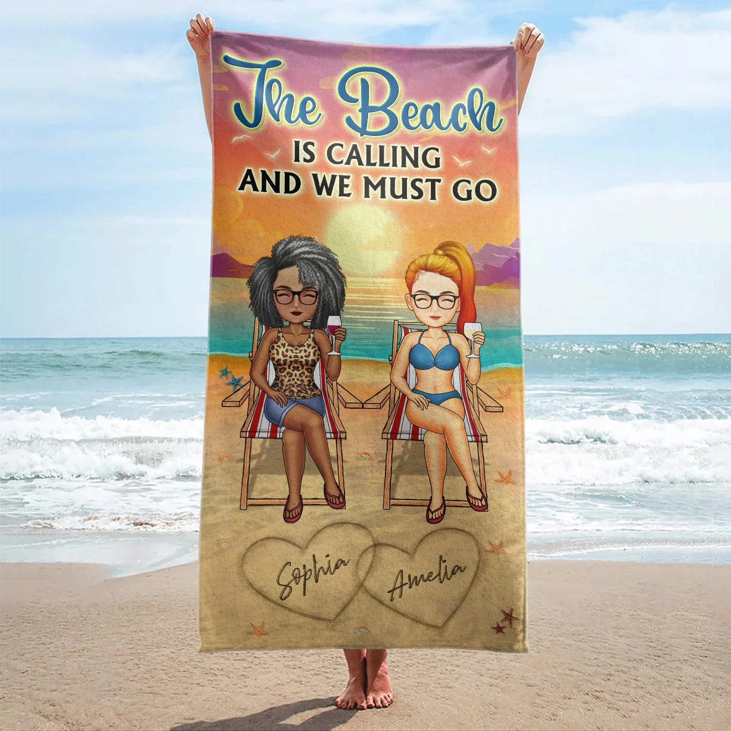 I Love You To The Beach And Back Traveling Beach Swimming Picnic Vacation - Birthday, Funny Gift For Her, Him, Couples, Family - Personalized Custom Beach Towel - Image 2