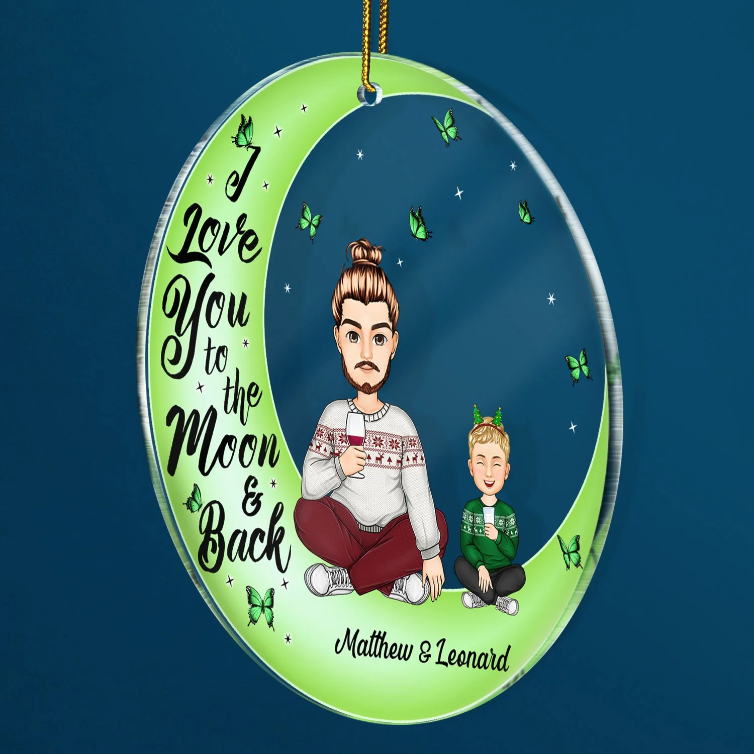 I Love You To The Moon And Back - Christmas Gift For Family, Grandparents, Parents - Personalized Circle Acrylic Ornament - Image 2
