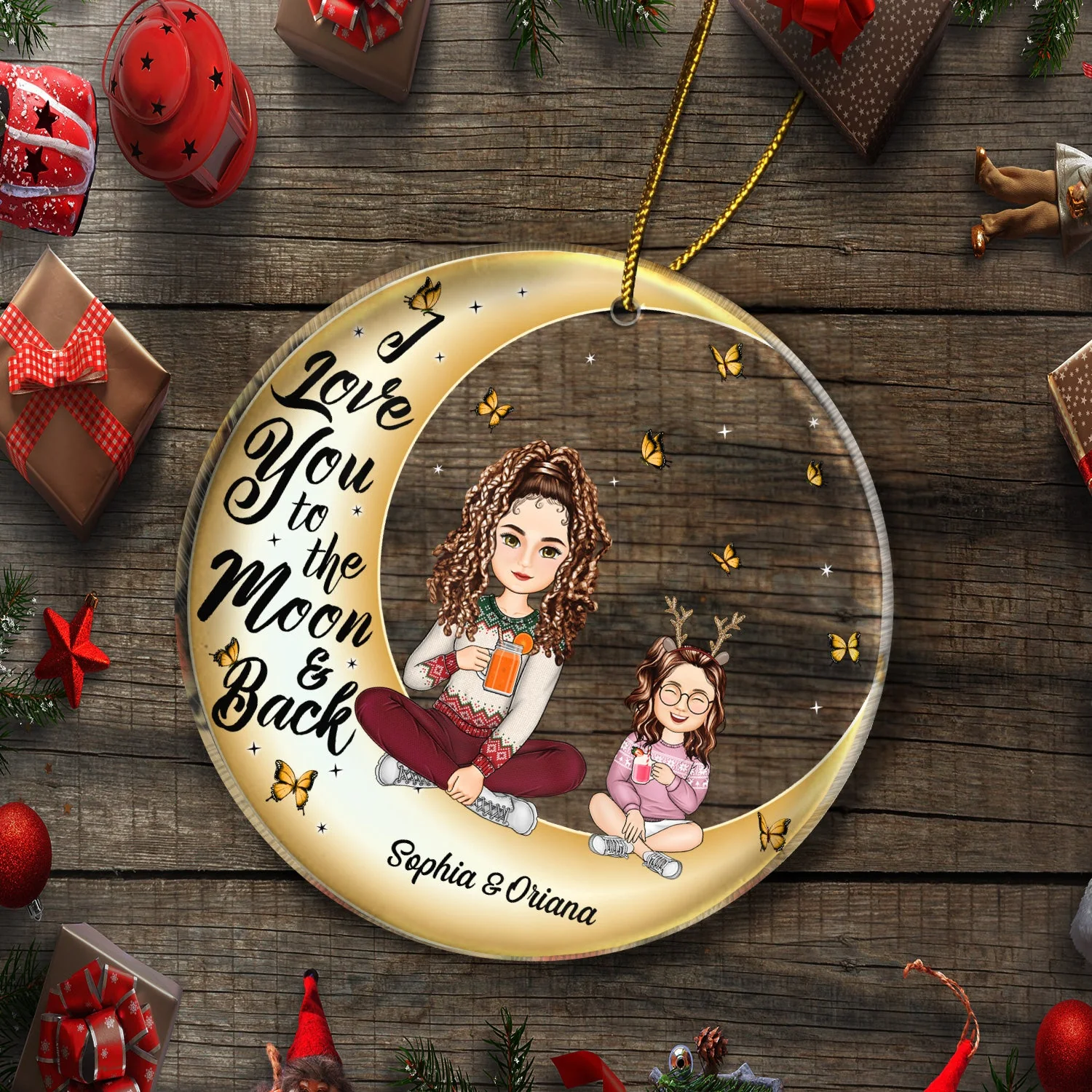 I Love You To The Moon And Back - Christmas Gift For Family, Grandparents, Parents - Personalized Circle Acrylic Ornament - Image 5