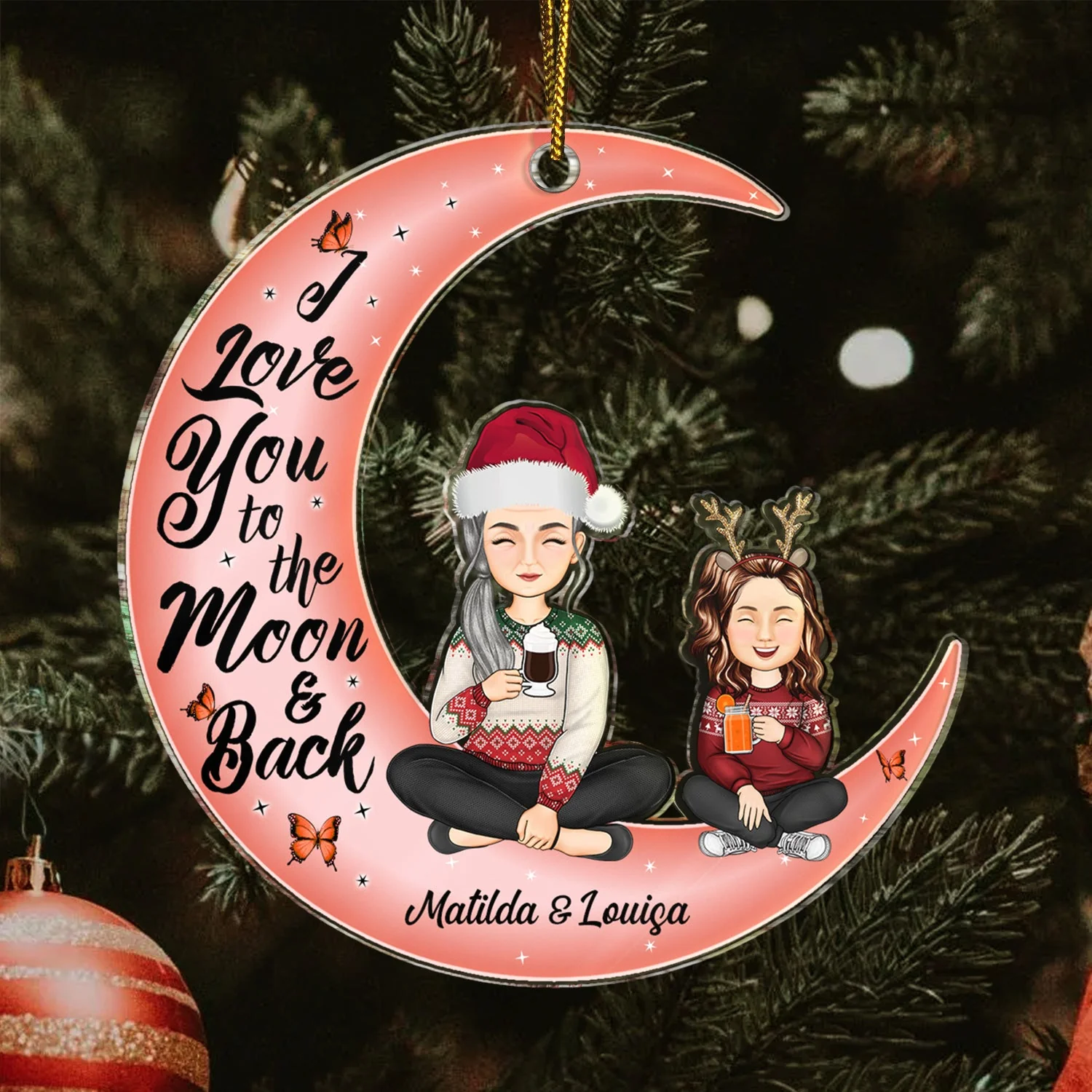 I Love You To The Moon And Back - Christmas Gift For Family, Grandparents, Parents - Personalized Cutout Acrylic Ornament - Image 3