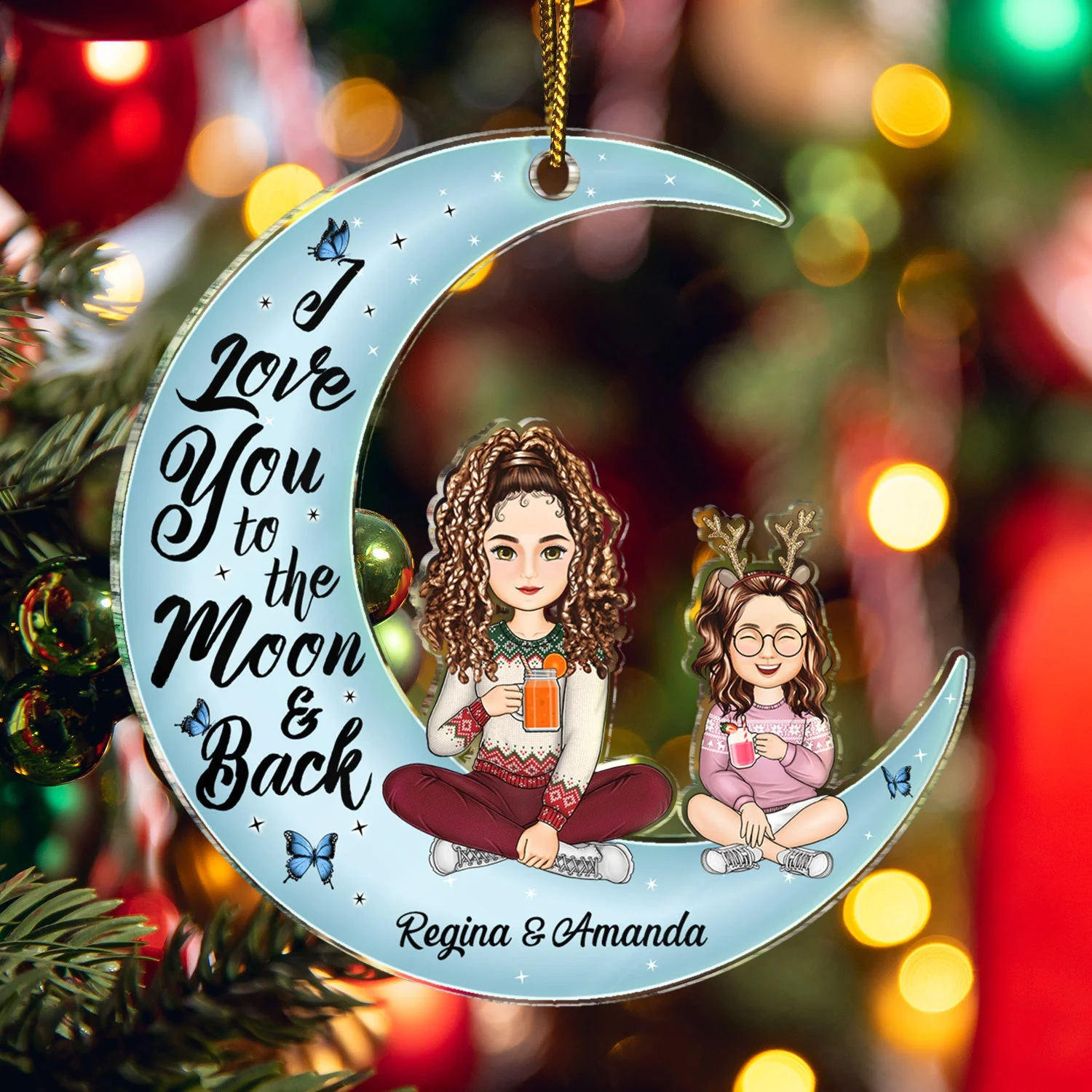 I Love You To The Moon And Back - Christmas Gift For Family, Grandparents, Parents - Personalized Cutout Acrylic Ornament - Image 5