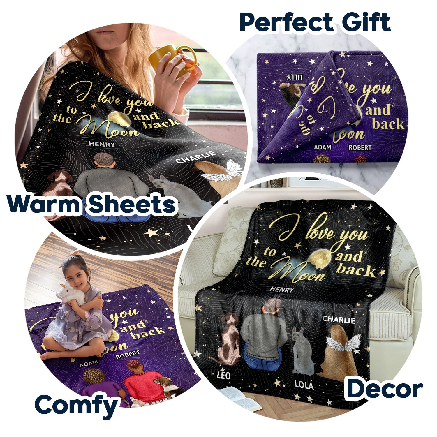I Love You To The Moon And Back - Gift For Dog Lovers, Cat Lovers - Personalized Fleece Blanket - Image 5