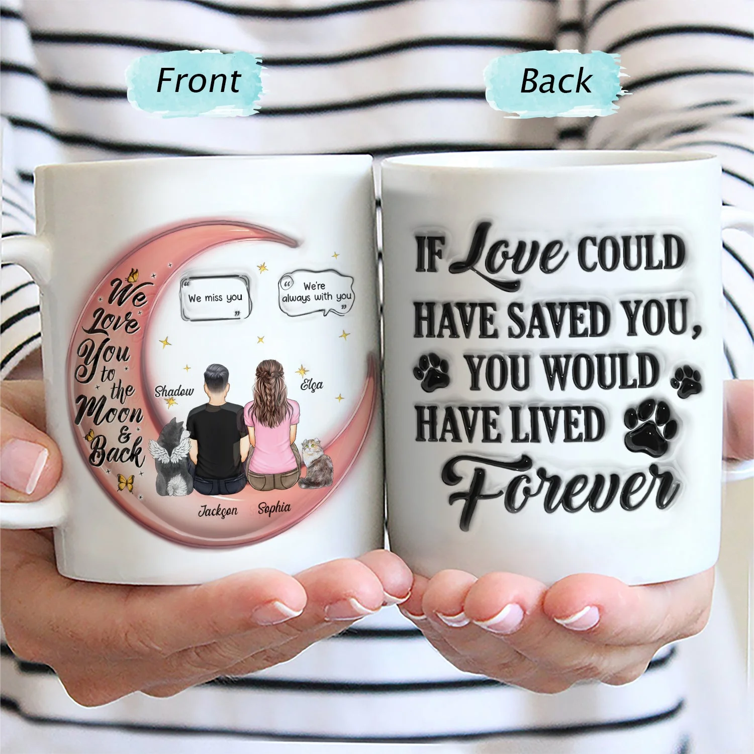 I Love You To The Moon And Back - Memorial Gift For Pet Lovers, Dog Mom, Dog Dad, Cat Mom, Cat Dad - 3D Inflated Effect Printed Mug, Personalized Mug - Image 2