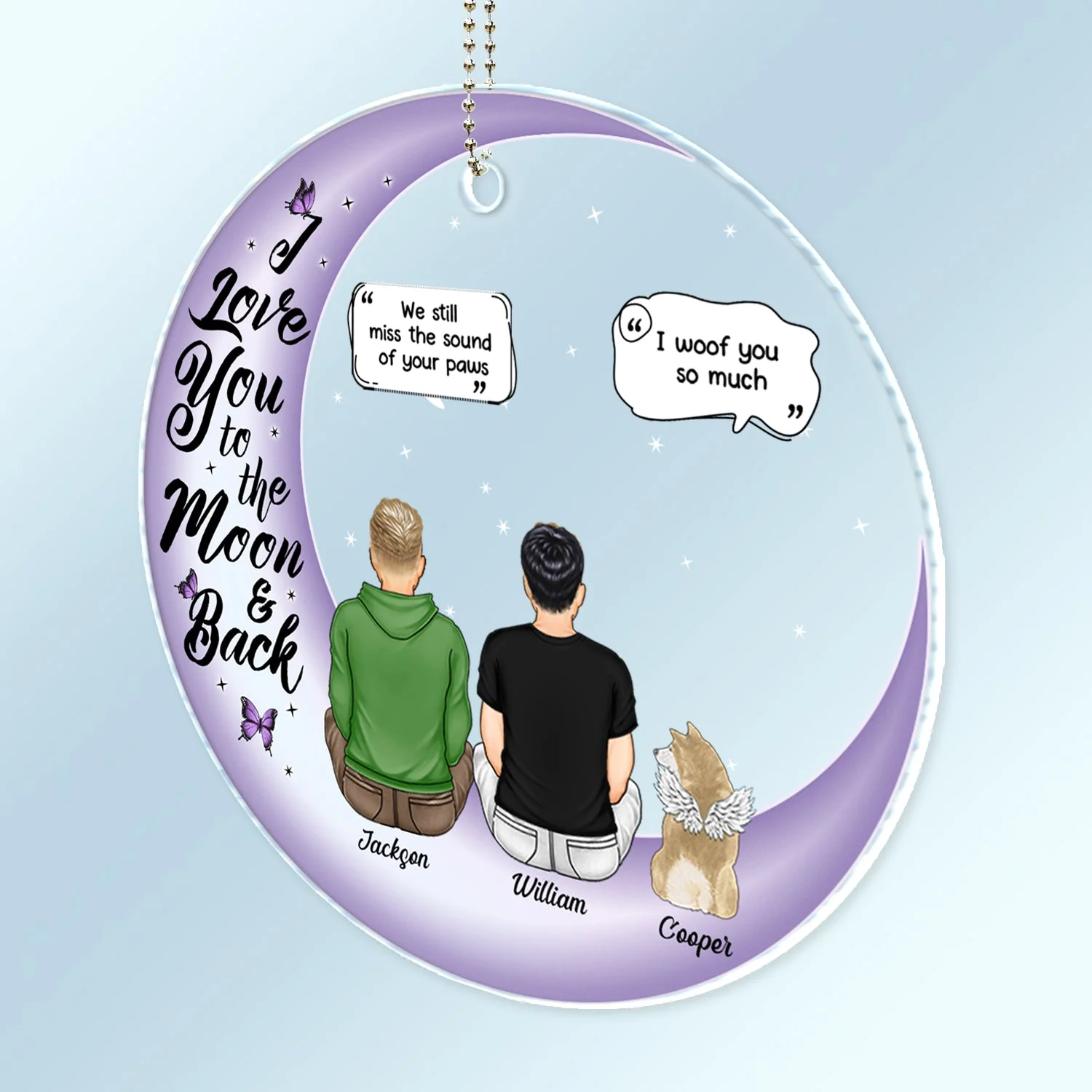I Love You To The Moon And Back - Memorial Gift For Pet Lovers, Dog Mom, Dog Dad, Cat Mom, Cat Dad - Personalized Acrylic Car Hanger - Image 2
