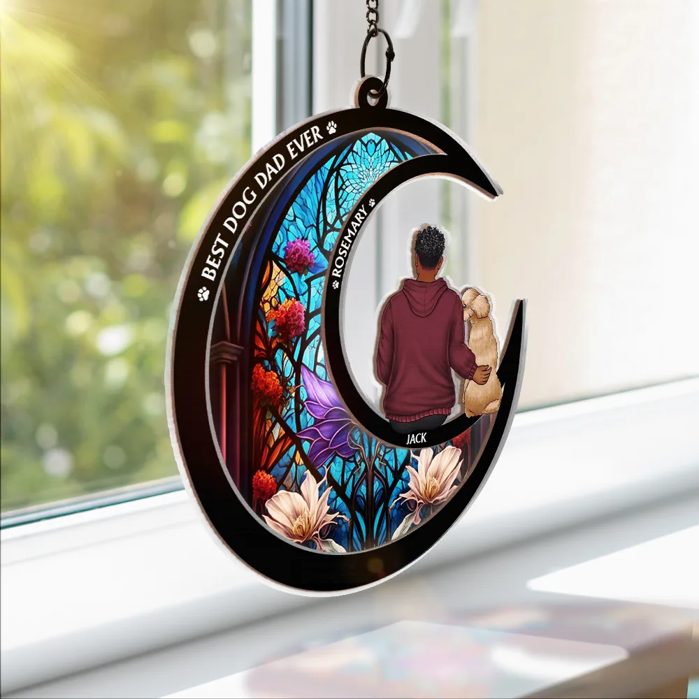 I Love You To The Moon And Back - Personalized Window Hanging Suncatcher Ornament - Image 3