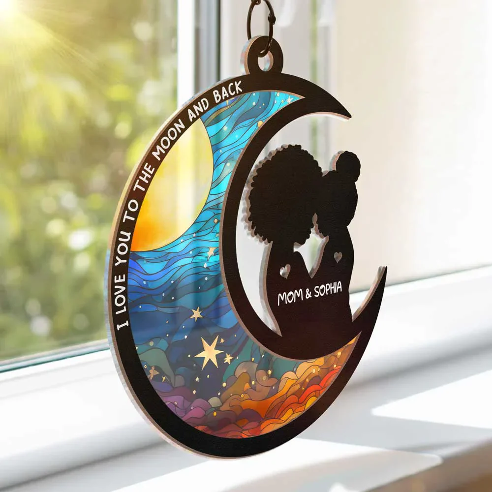 I Love You To The Moon And Back - Personalized Window Hanging Suncatcher Ornament - Image 3