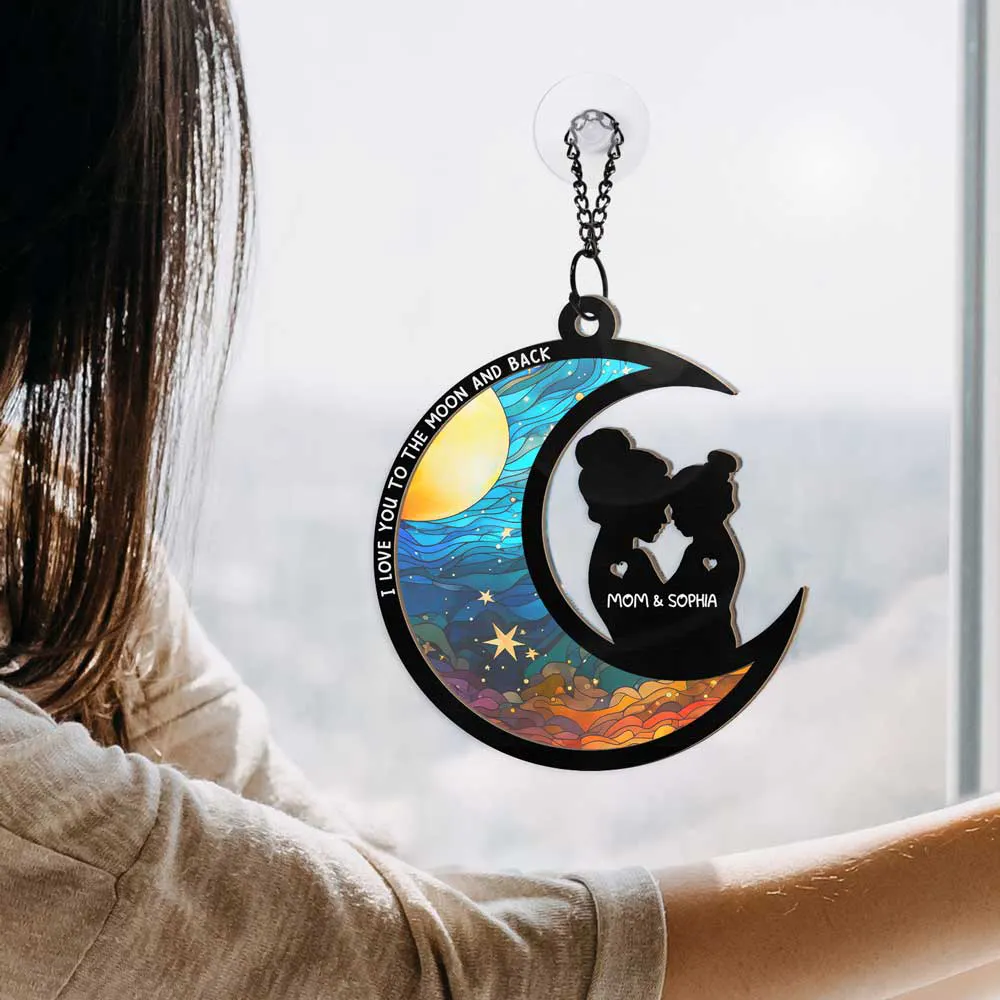 I Love You To The Moon And Back - Personalized Window Hanging Suncatcher Ornament - Image 4