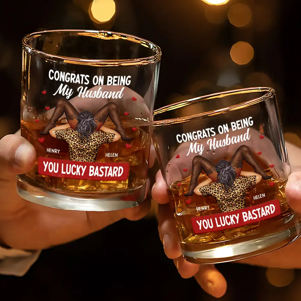 I Love Your Face Timber Couple - Personalized Whiskey Glass - Image 3