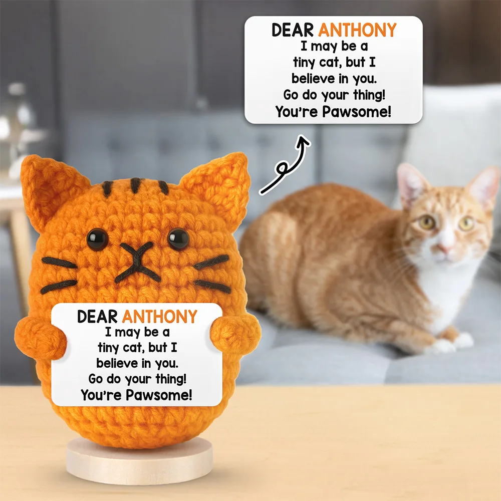 I May Be A Tiny Cat - Personalized Doll Crochet With Custom Card - Image 2