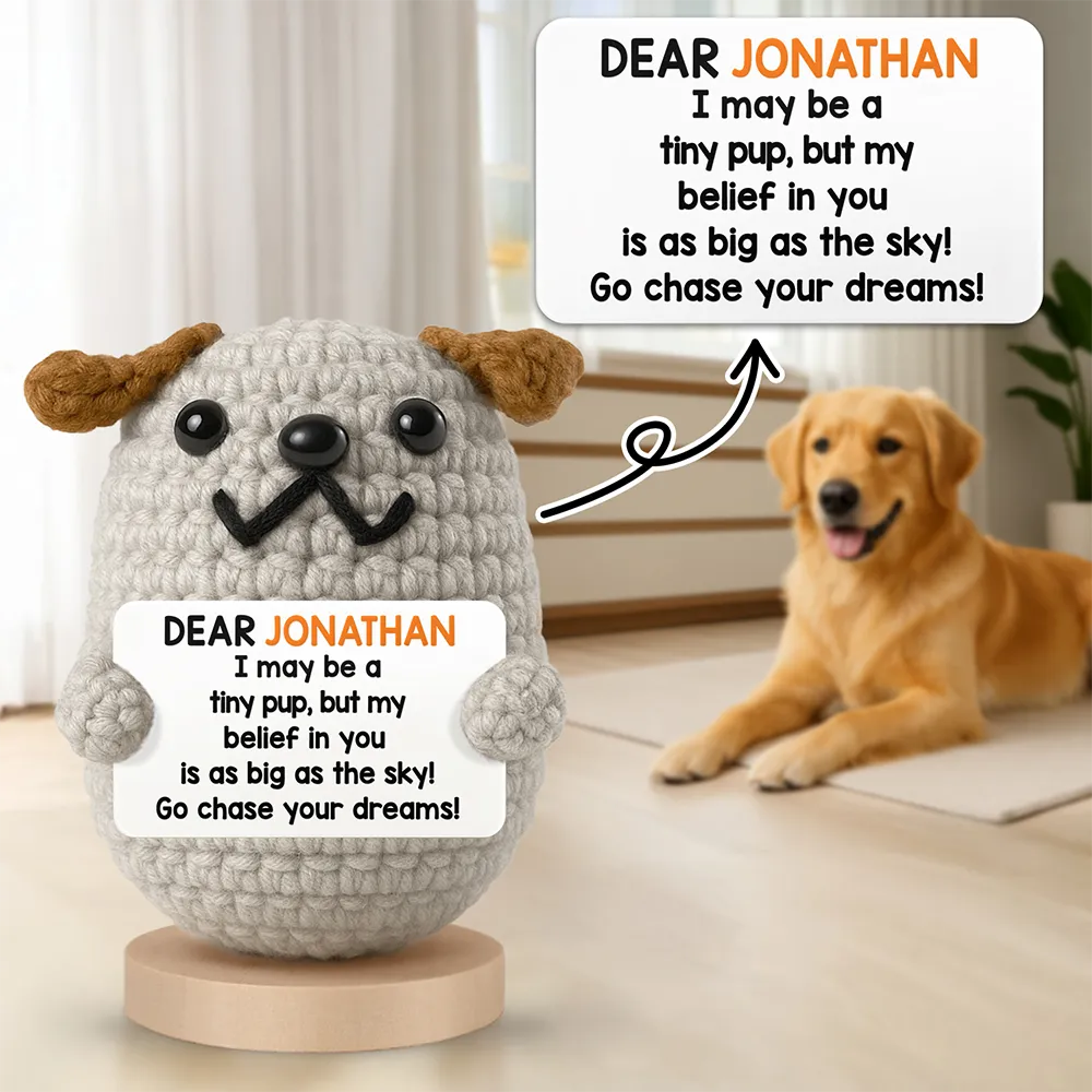 I May Be A Tiny Dog - Personalized Doll Crochet With Custom Card - Image 4