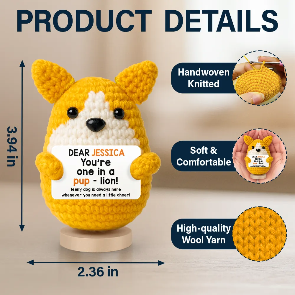 I May Be A Tiny Dog - Personalized Doll Crochet With Custom Card - Image 7
