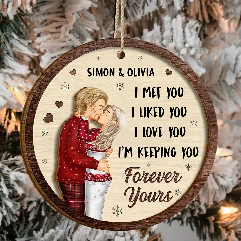 I Met You I Liked You Couple - Personalized 2-Layered Wooden Ornament - Image 3