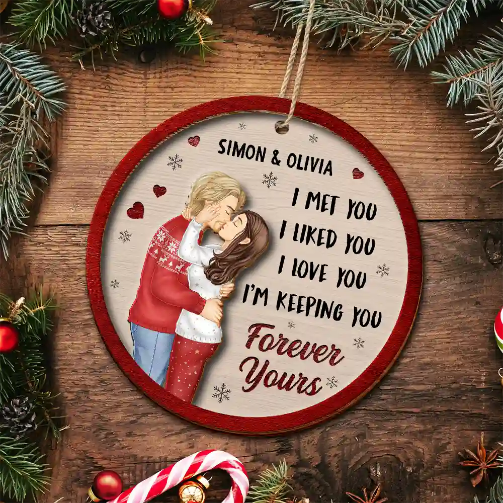 I Met You I Liked You Couple - Personalized 2-Layered Wooden Ornament - Image 4