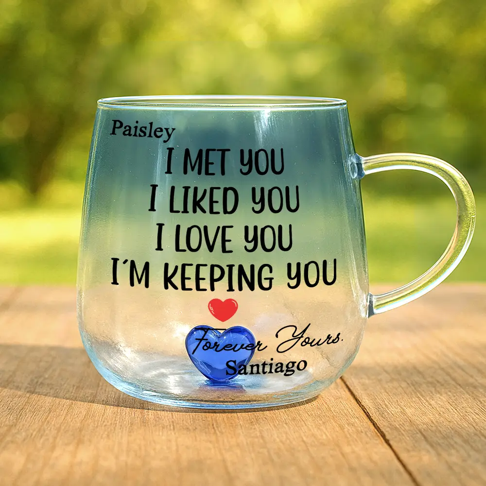 I Met You I Liked You Couple - Personalized Gradient Glass Mug - Image 2