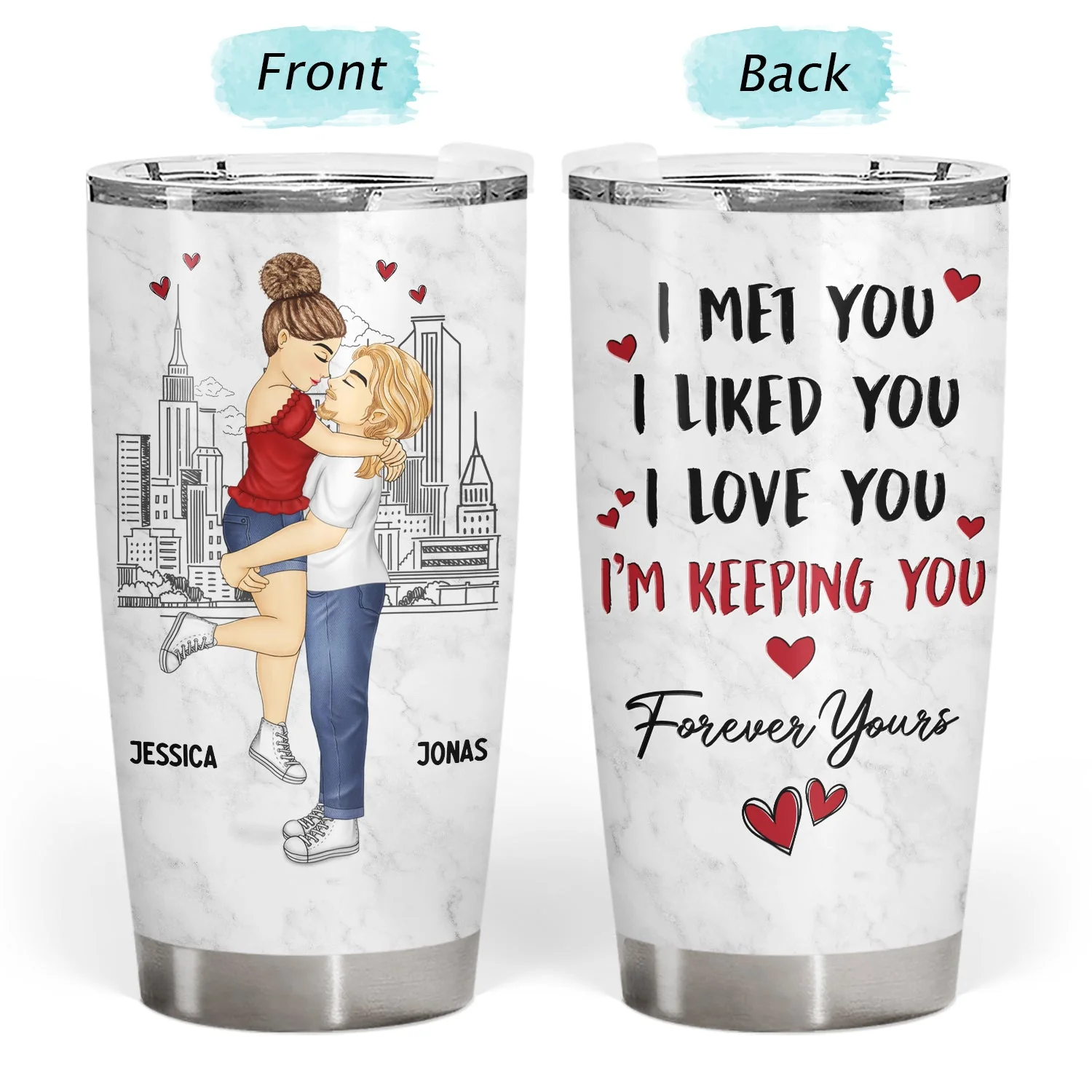 I Met You I Liked You I Love You Keeping You - Gift For Couples - Personalized Tumbler - Image 3