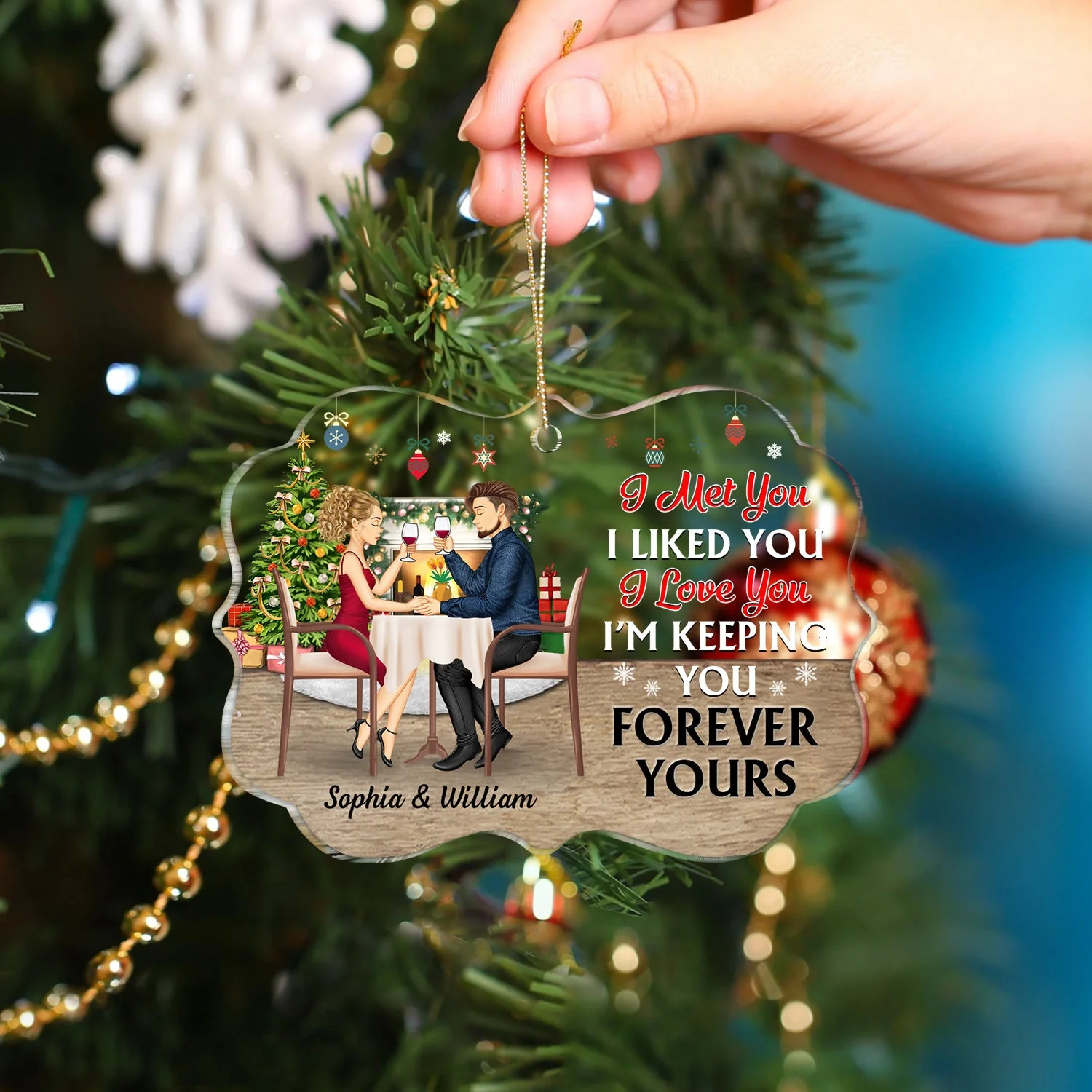 I Met You I Liked You I Love You Keeping You Romantic Couple - Birthday, Loving, Anniversary Gift For Spouse, Husband, Wife - Personalized Medallion Acrylic Ornament - Image 4