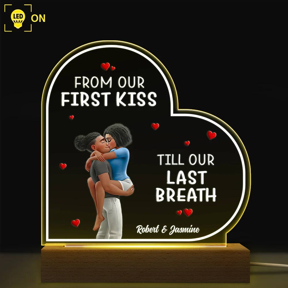 I Met You Liked You Love You Forever - Personalized 3D Led Light Wooden Base - Image 2