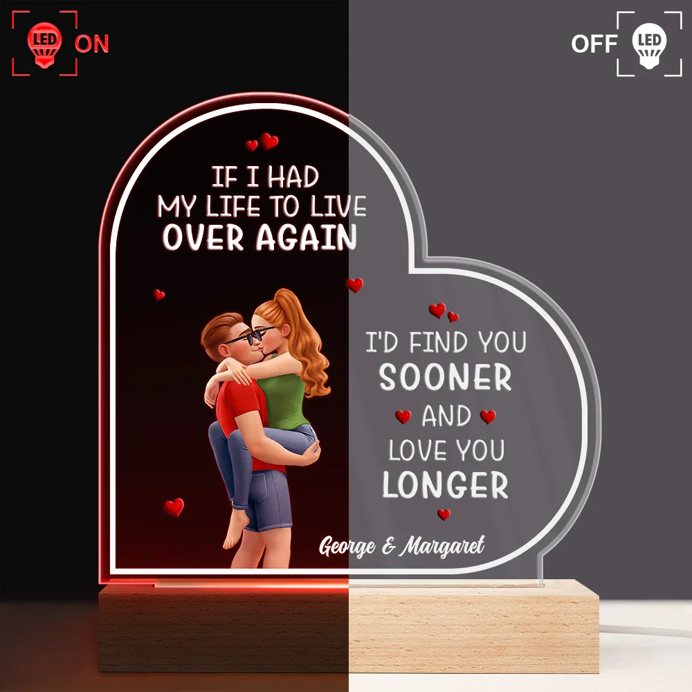 I Met You Liked You Love You Forever - Personalized 3D Led Light Wooden Base - Image 3
