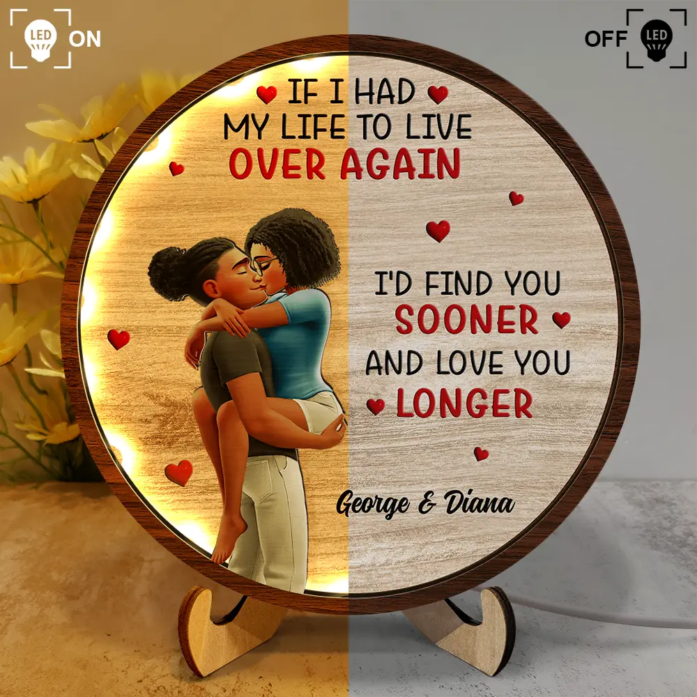 I Met You Liked You Love You Forever - Personalized LED Light Wooden Plaque - Image 3