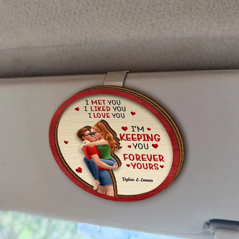 I Met You Liked You Loved You Forever Kissing Couple - Personalized Custom Shaped Car Visor Clip - Image 2