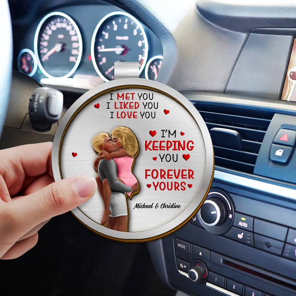 I Met You Liked You Loved You Forever Kissing Couple - Personalized Custom Shaped Car Visor Clip - Image 3