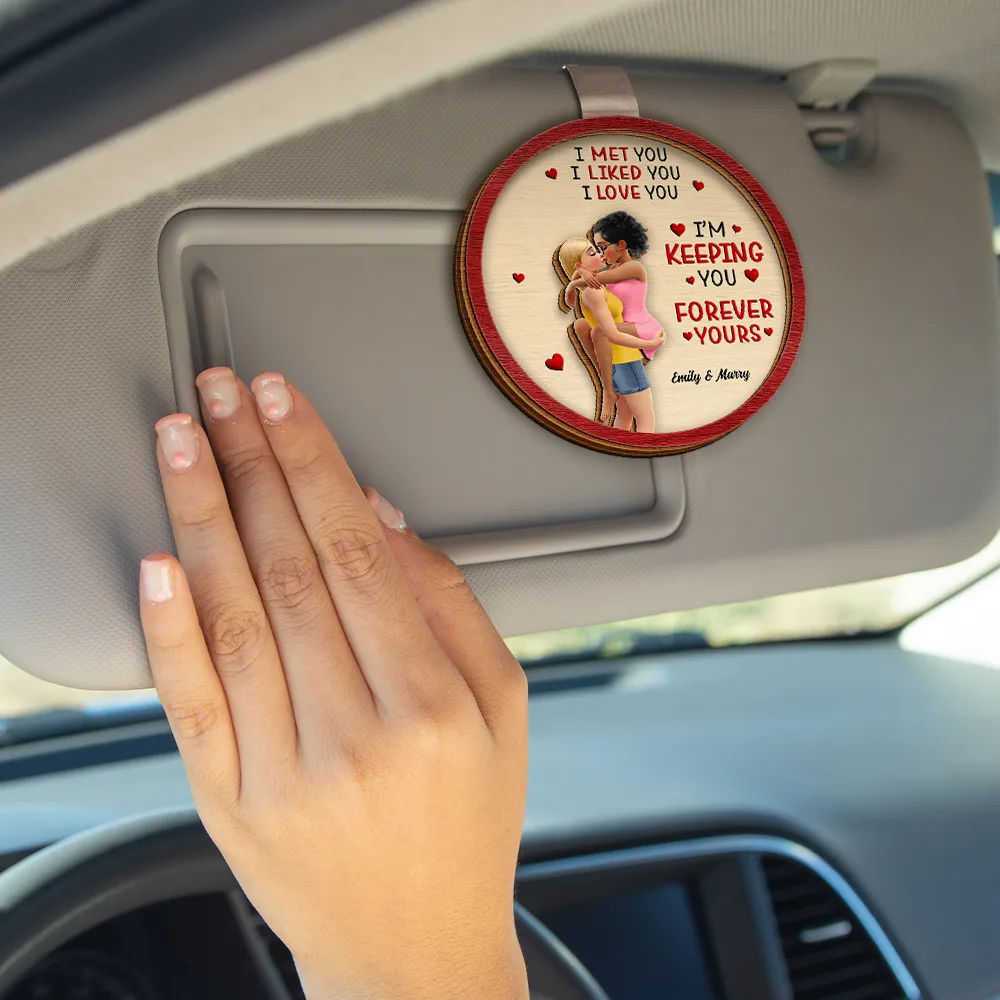 I Met You Liked You Loved You Forever Kissing Couple - Personalized Custom Shaped Car Visor Clip - Image 4