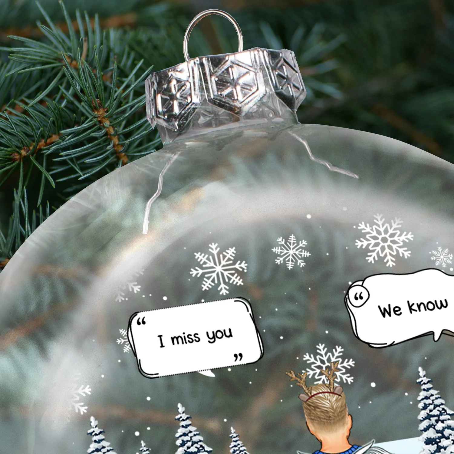 I Miss You - Christmas Memorial Gift For Pet Lovers, Dog Mom, Dog Dad, Cat Mom, Cat Dad - Personalized Clear Flat Ball Ornament - Image 4