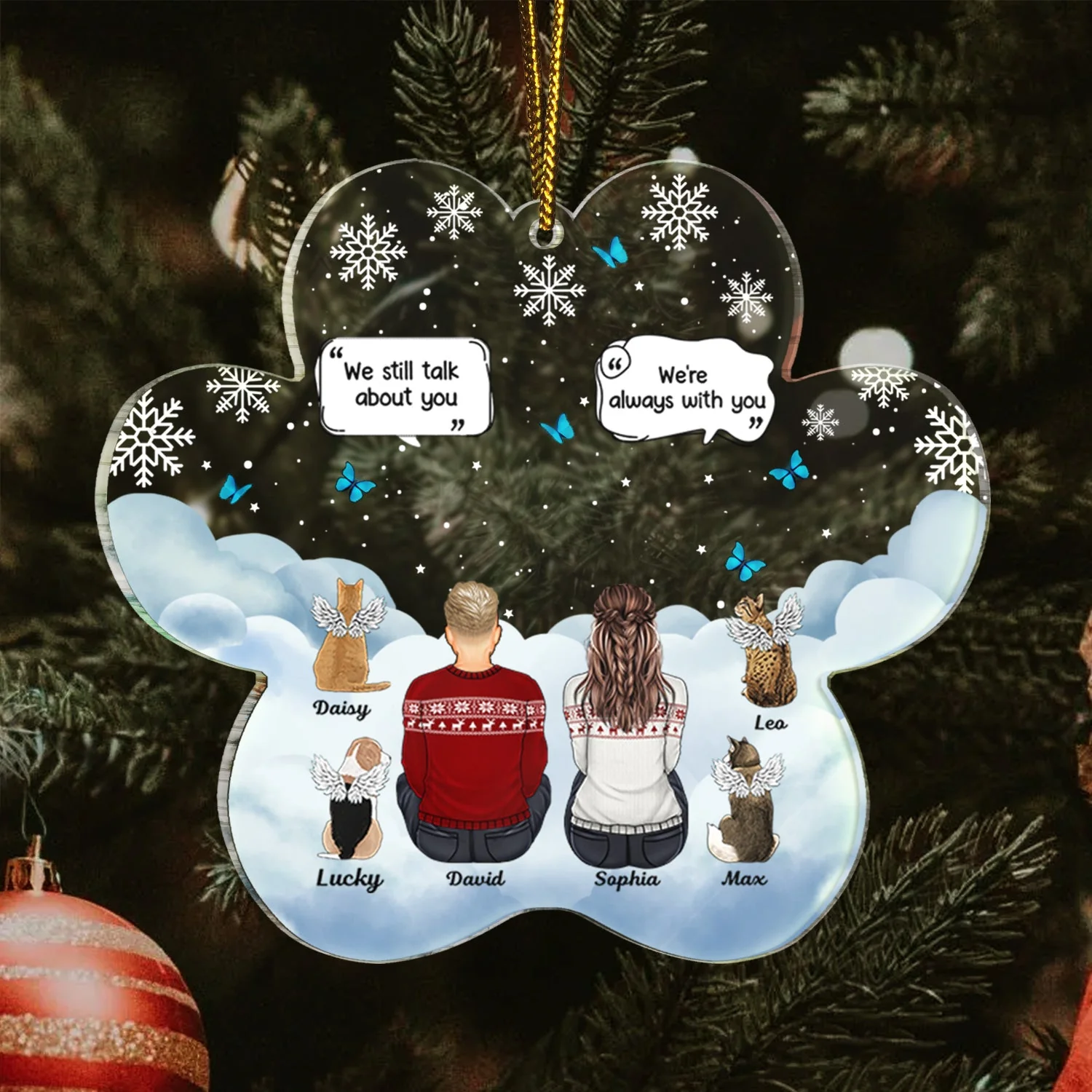 I Miss You - Christmas Memorial Gift For Pet Lovers, Dog Mom, Dog Dad, Cat Mom, Cat Dad - Personalized Custom Shaped Acrylic Ornament - Image 3