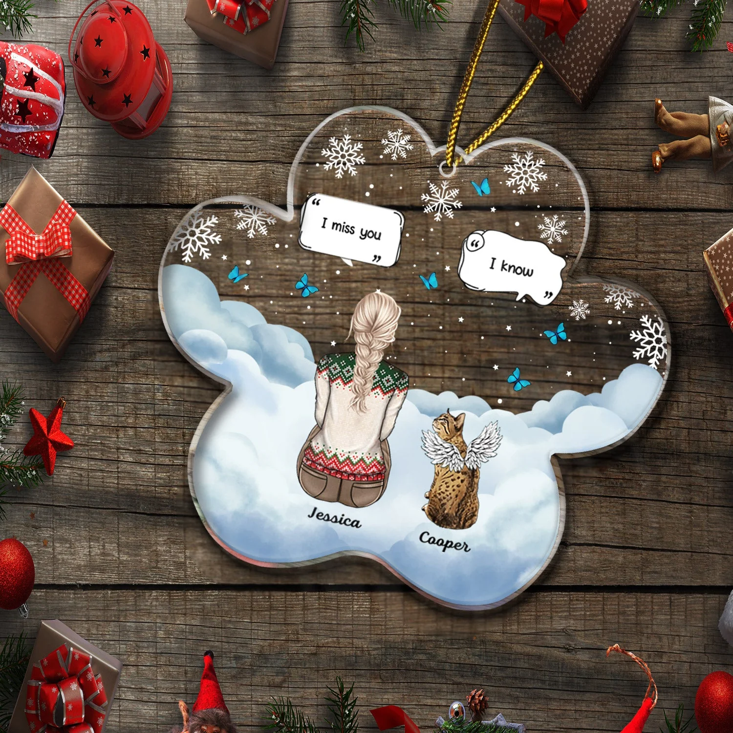 I Miss You - Christmas Memorial Gift For Pet Lovers, Dog Mom, Dog Dad, Cat Mom, Cat Dad - Personalized Custom Shaped Acrylic Ornament - Image 5