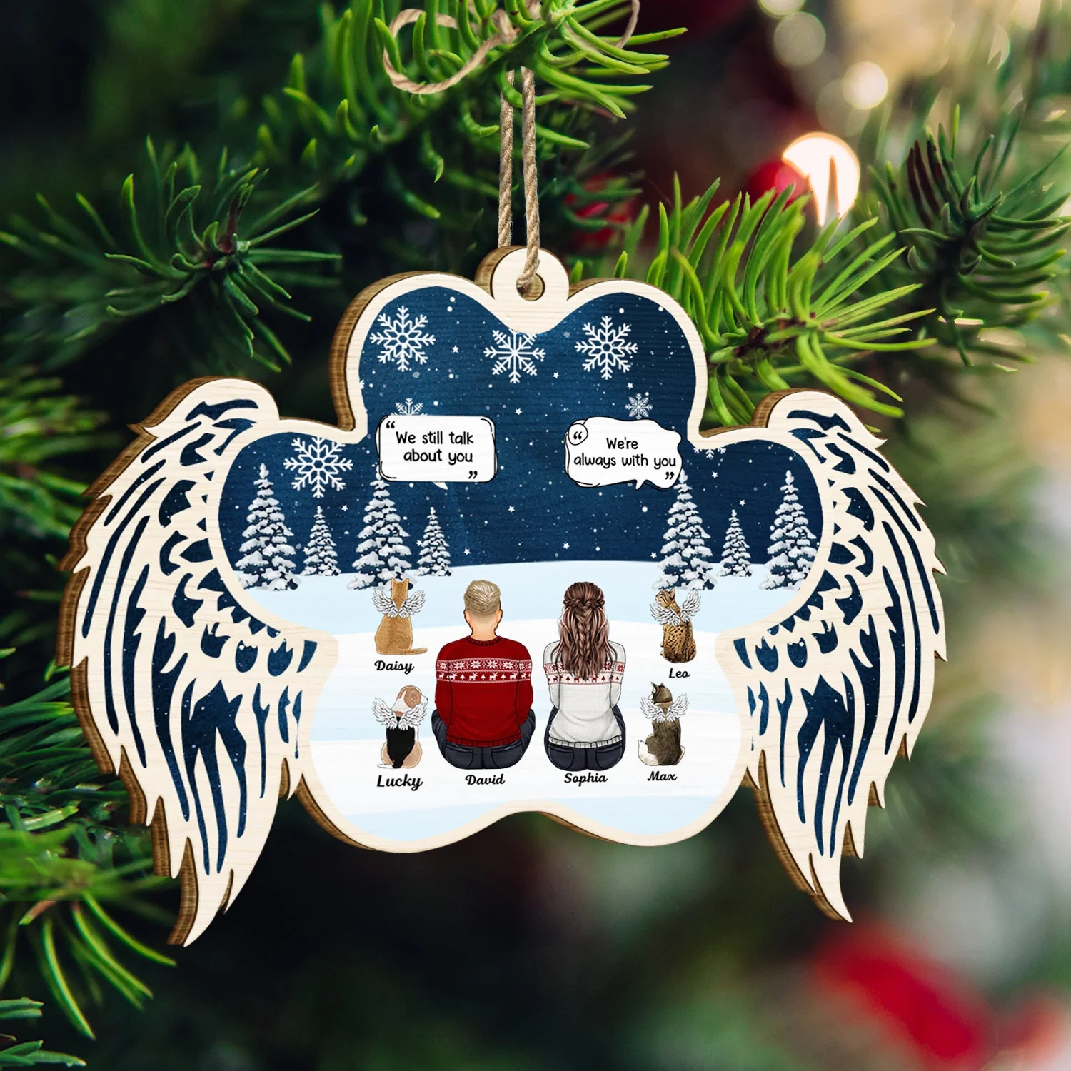 I Miss You - Christmas Memorial Gift For Pet Lovers, Dog Mom, Dog Dad, Cat Mom, Cat Dad - Personalized Custom Shaped Wooden Ornament - Image 3