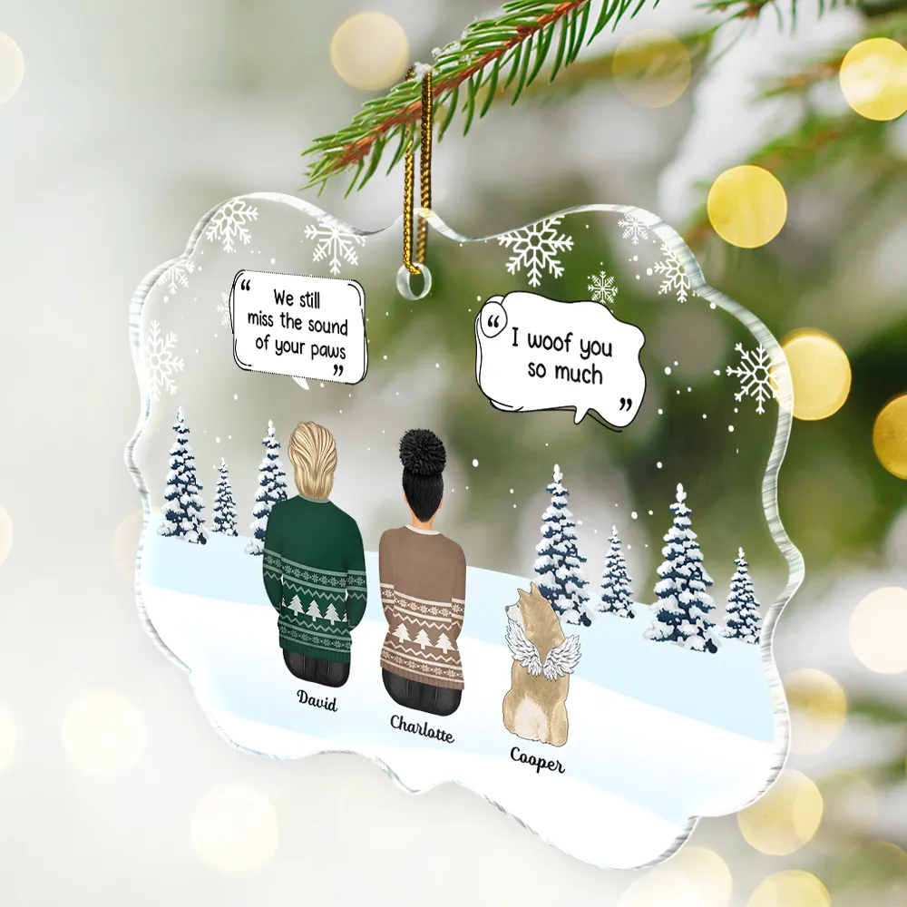 I Miss You - Christmas Memorial Gift For Pet Lovers, Dog Mom, Dog Dad, Cat Mom, Cat Dad - Personalized Medallion Acrylic Ornament - Image 2