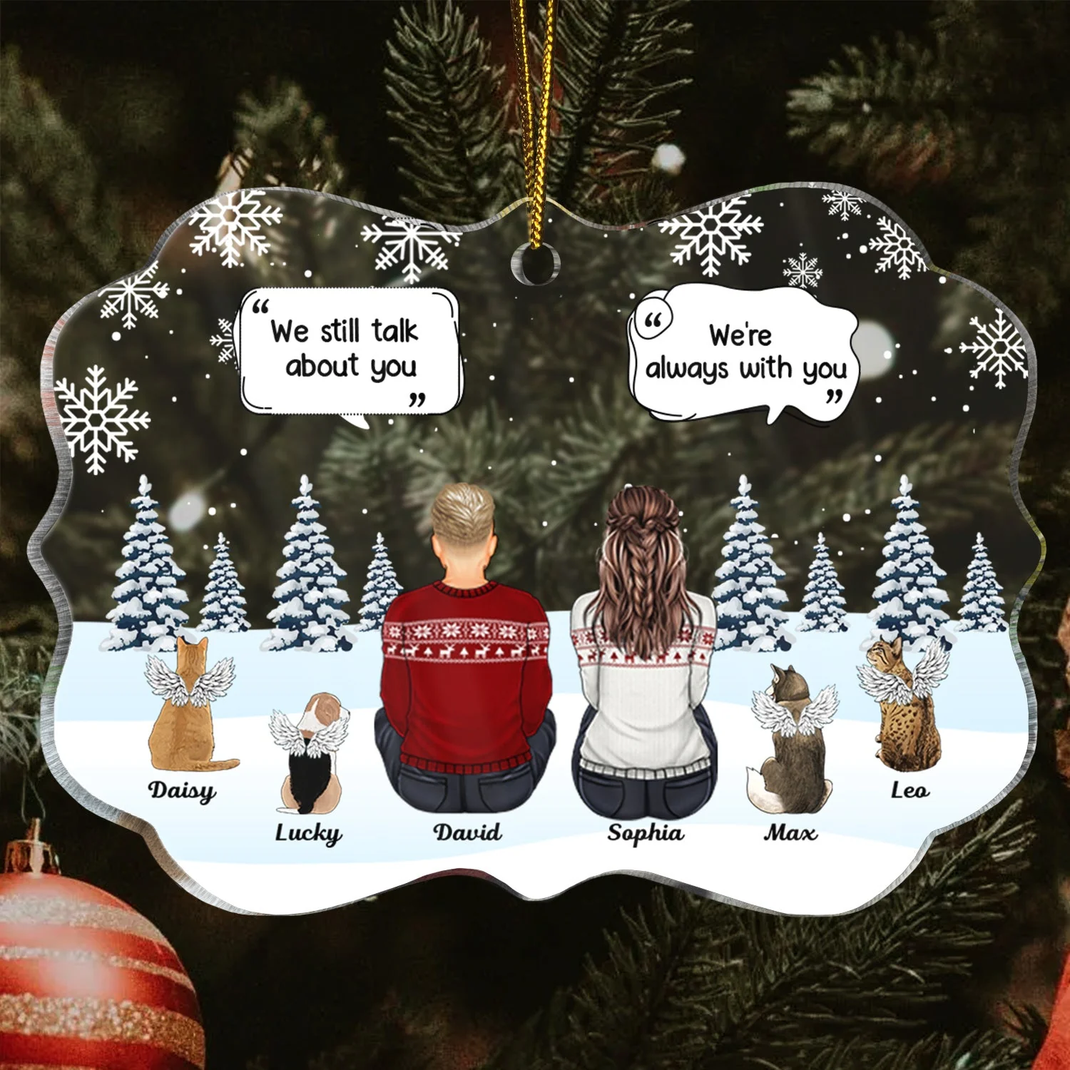 I Miss You - Christmas Memorial Gift For Pet Lovers, Dog Mom, Dog Dad, Cat Mom, Cat Dad - Personalized Medallion Acrylic Ornament - Image 3