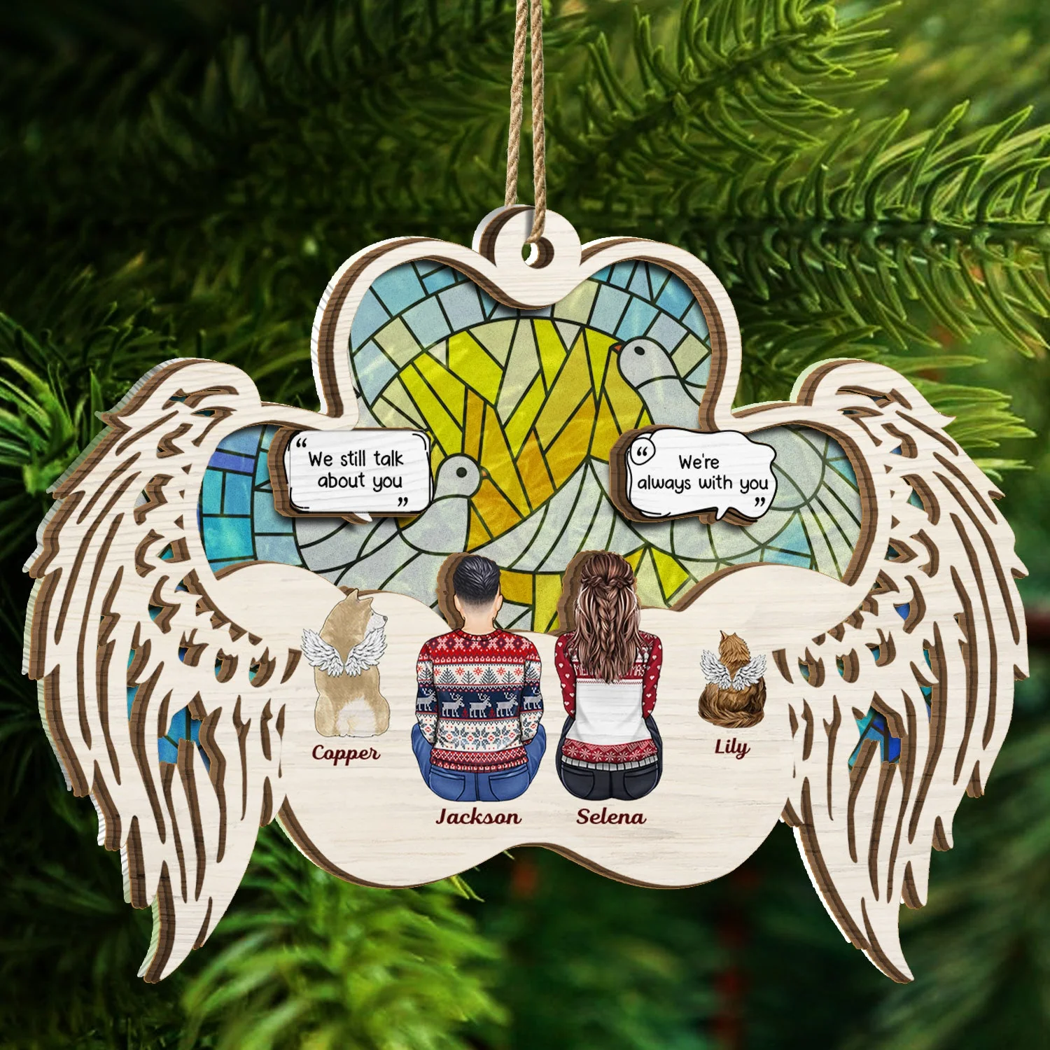 I Miss You - Christmas Memorial Gift For Pet Lovers, Dog Mom, Dog Dad, Cat Mom, Cat Dad - Personalized Suncatcher Ornament - Image 3
