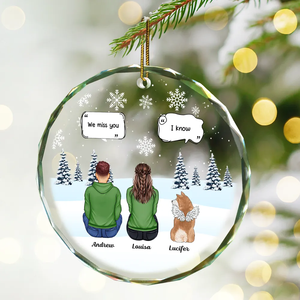 I Miss You Christmas Memorial Gift For Pet Lovers - Personalized Circle Glass Ornament - Image 2